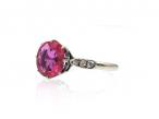 Burmese pink sapphire and diamond solitaire ring in platinum