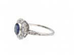 Vintage sapphire and diamond floral cluster ring in white gold