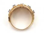 Retro 18kt yellow gold concave linear dress ring set with diamonds