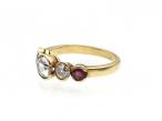 Vintage rose cut diamond and ruby five stone ring in gold