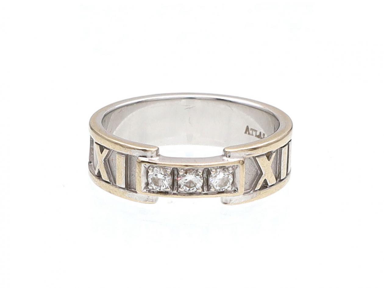 Tiffany & Co. diamond set Atlas ring in 18kt white gold