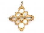 1860s moonstone cluster and cannetille gold brooch/pendant