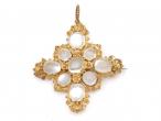 1860s moonstone cluster and cannetille gold brooch/pendant