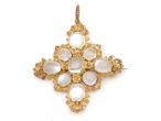 1860s moonstone cluster and cannetille gold brooch/pendant
