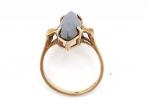Vintage 10kt yellow gold marquise hematite dress ring