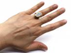 Retro oval moonstone dress ring in 14kt yellow gold