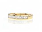 Princess and baguette cut diamond half eternity in 18kt yellow gold