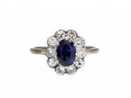 Vintage sapphire and diamond floral cluster ring