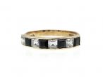 1990s deep navy blue and clear paste half eternity ring in 9kt gold
