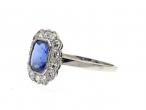 Art Deco Burmese Sapphire & Diamond Floral Cluster Ring
