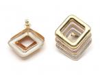 Vintage 18kt tri-gold open square stud earrings