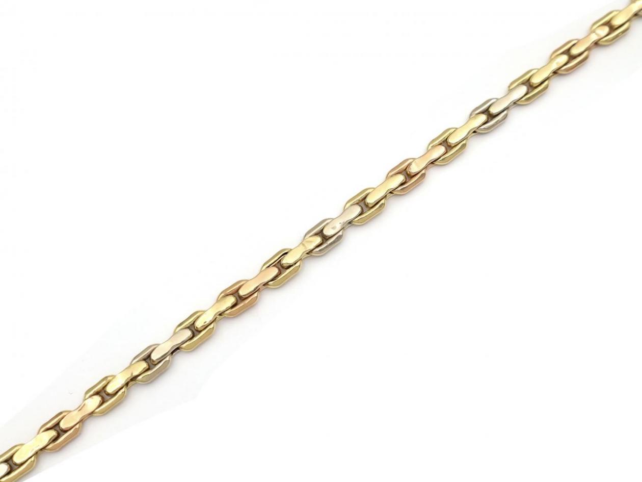Retro flat belcher link bracelet in 18kt tri-gold