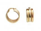 Vintage 18kt tri-gold hinged hoop earrings with ribbed details