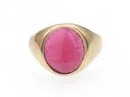 1970 synthetic ruby signet ring in 9kt yellow gold