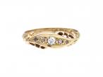Antique 18kt yellow gold five stone diamond twist ring