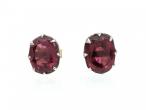Antique oval garnet stud earrings in silver on gold