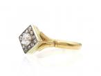 Antique biased square diamond cluster ring in 18kt yellow gold