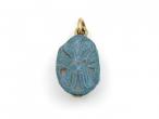 Ancient Egyptian Blue Faience Scarab Beetle Pendant