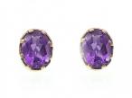 Antique oval amethyst stud earrings in gold