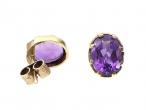 Antique oval amethyst stud earrings in gold