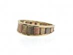 Vintage matte 9kt tri-gold graduating linear ring