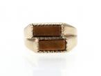Vintage two stone tiger's eye signet ring in yellow gold