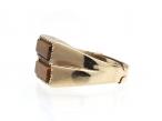 Vintage two stone tiger's eye signet ring in yellow gold
