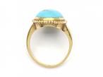 Vintage oval turquoise dress ring in 9kt yellow gold