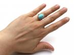 Vintage oval turquoise dress ring in 9kt yellow gold