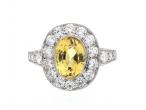 Vintage style oval yellow sapphire and diamond cluster ring