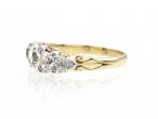 Antique five stone diamond carved ring in 18kt yellow gold