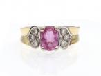 Pink Ceylon sapphire and diamond solitaire ring