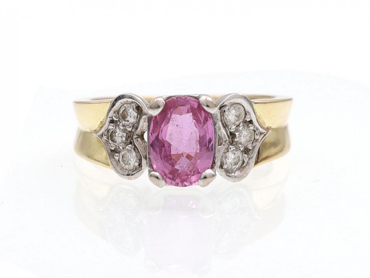 Pink Ceylon sapphire and diamond solitaire ring