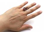 Antique synthetic ruby and diamond crossover cluster ring
