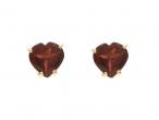 Vintage heart shape garnet stud earrings in yellow gold