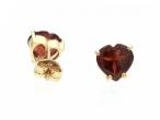 Vintage heart shape garnet stud earrings in yellow gold