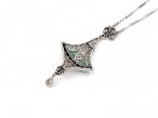 Art Deco onyx, emerald and diamond openwork pendant in platinum