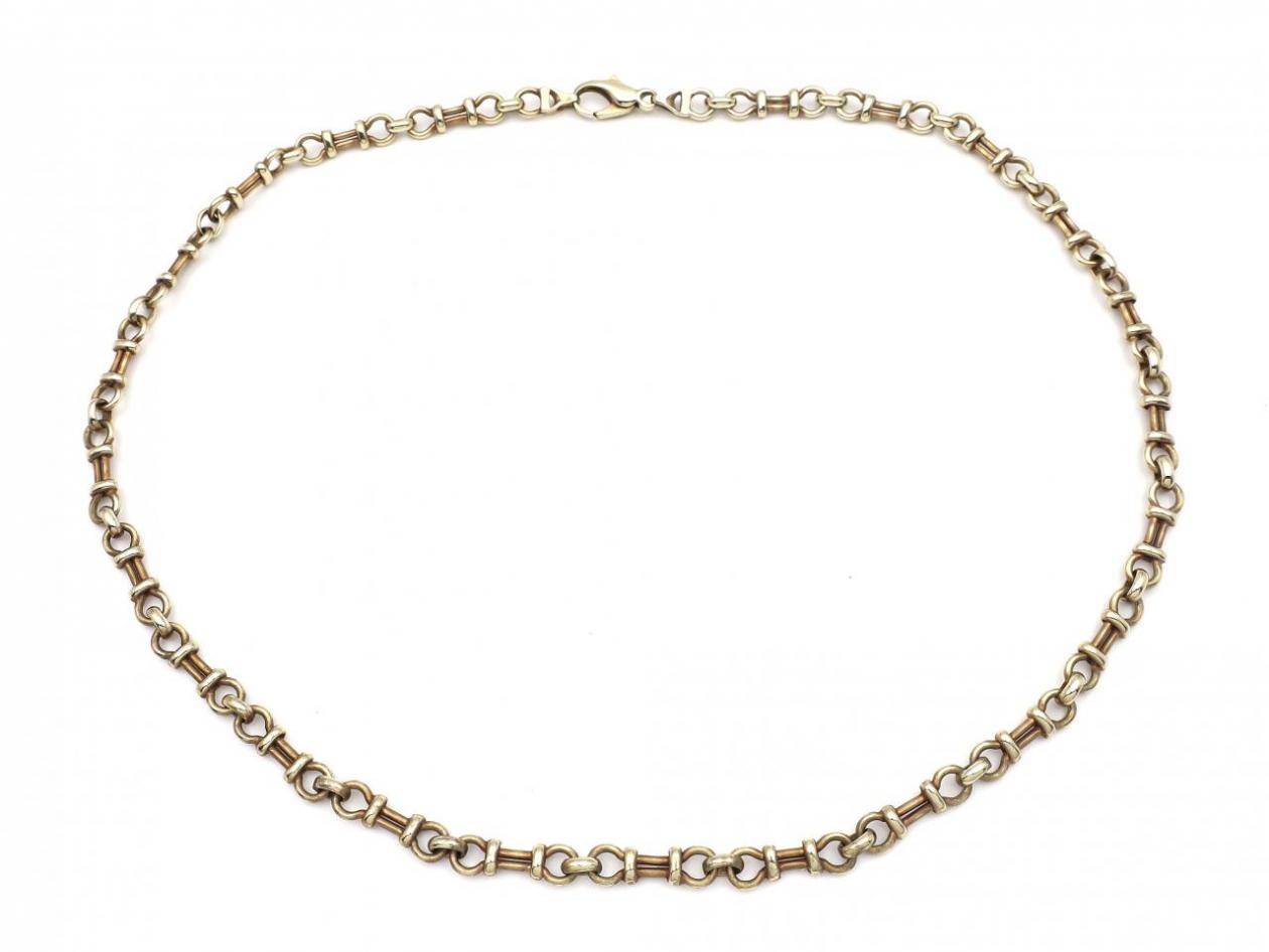 1980s knot link chain in 9kt white and yellow gold