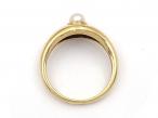 French vintage cultured pearl signet ring in 18kt yellow gold