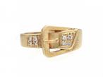 Vintage matte 18kt yellow gold and diamond buckle ring