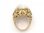 Art Nouveau 18kt Yellow Gold & Moonstone Bombe Cocktail Ring