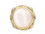 Art Nouveau 18kt Yellow Gold & Moonstone Bombe Cocktail Ring