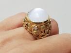 Art Nouveau 18kt Yellow Gold & Moonstone Bombe Cocktail Ring