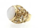 Art Nouveau 18kt Yellow Gold & Moonstone Bombe Cocktail Ring