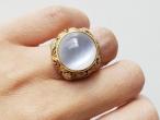 Art Nouveau 18kt Yellow Gold & Moonstone Bombe Cocktail Ring