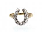 Antique diamond horseshoe ring in 18kt yellow gold