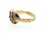 Antique mourning knot ring with enamel and diamonds in yellow gold