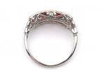 Art Deco style ruby and diamond plaque ring in 18kt white gold