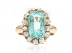Antique Portuguese aquamarine and diamond cluster ring