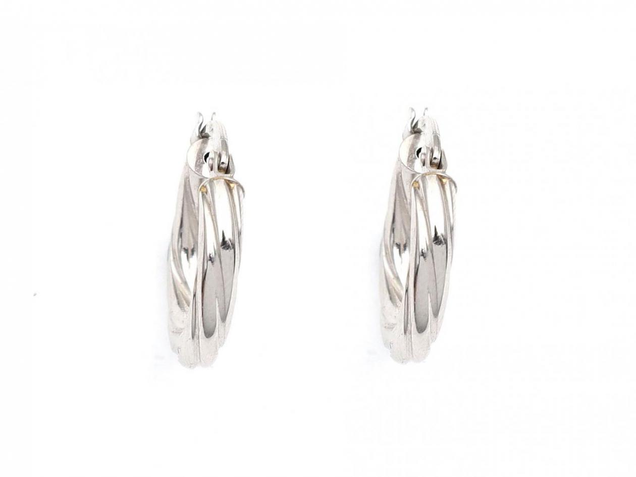 Italian 18kt white gold hoop earrings